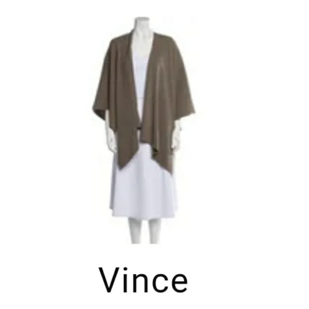 VINCE 100% CASHMERE WRAP SWEATER TAN OSFA